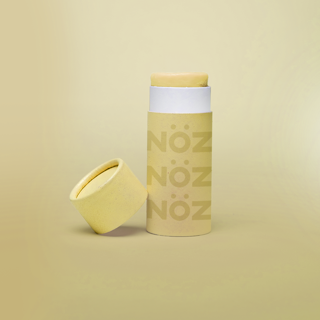 Sunny Daze Yellow colored Nöz Sunscreen in stick applicator form, available in SPF 30, 50, and 70. Reef safe, eco-friendly, and fun!